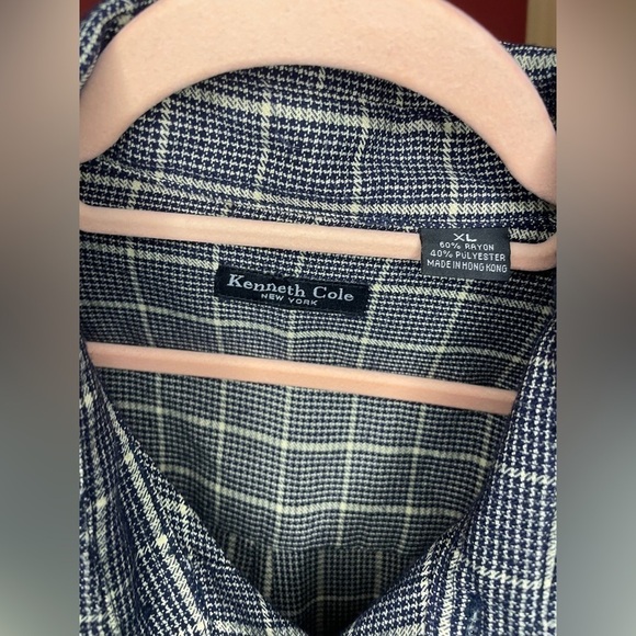 KENNETH Cole New York Mens XL Black and Tan Button Down Shirt EUC - Picture 3 of 4